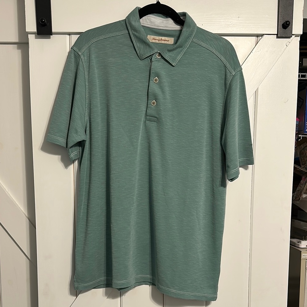 Men's Green Tommy Bahamas Polo Shirt Soft Size L